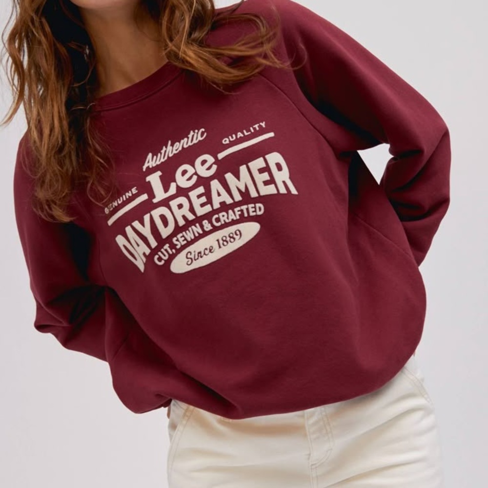DAYDREAMER x LEE Pullover Maroon Cotton Sweatshirt